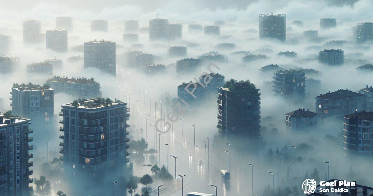 "Denizli'de Yağışın Ardından Yoğun Sis: Görüş Mesafesi Düştü" başlıklı haber için fotorealistik, pro