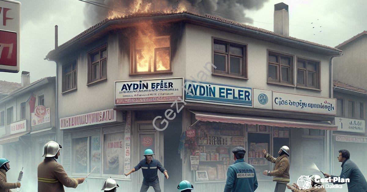 "Aydın Efeler'de İş Yeri Yangını: Komşuların Dikkati Faciayı Önledi" başlıklı haber için fotorealist